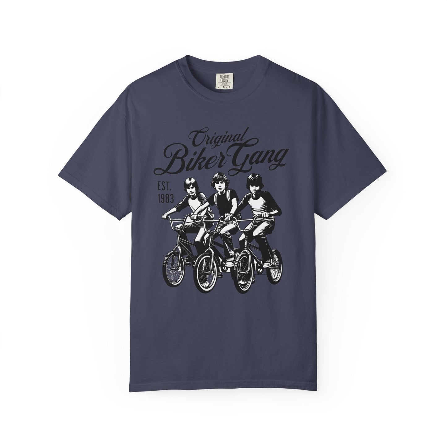 Biker gang t-shirt with vintage bicycle graphic design