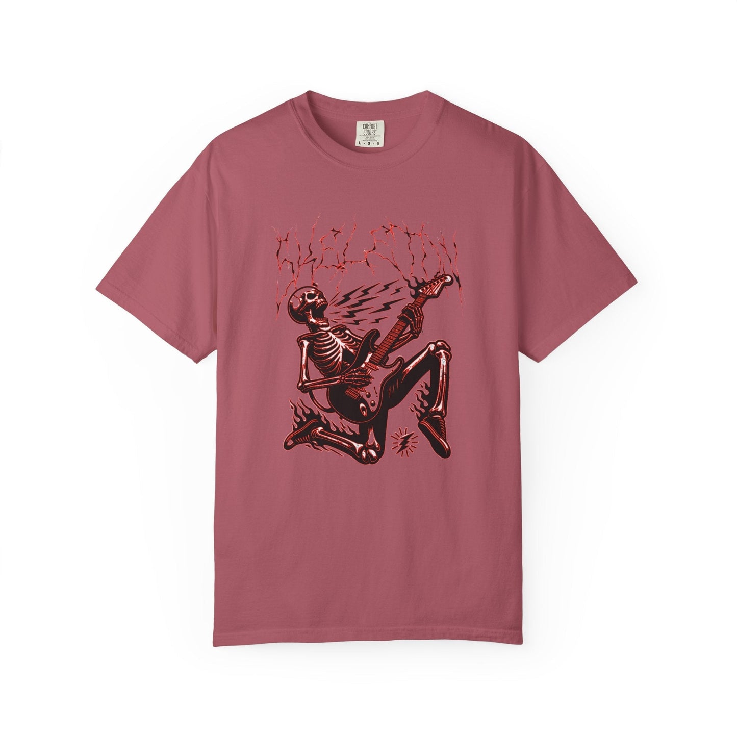 Rose electrified skull t-shirt with rock n roll design