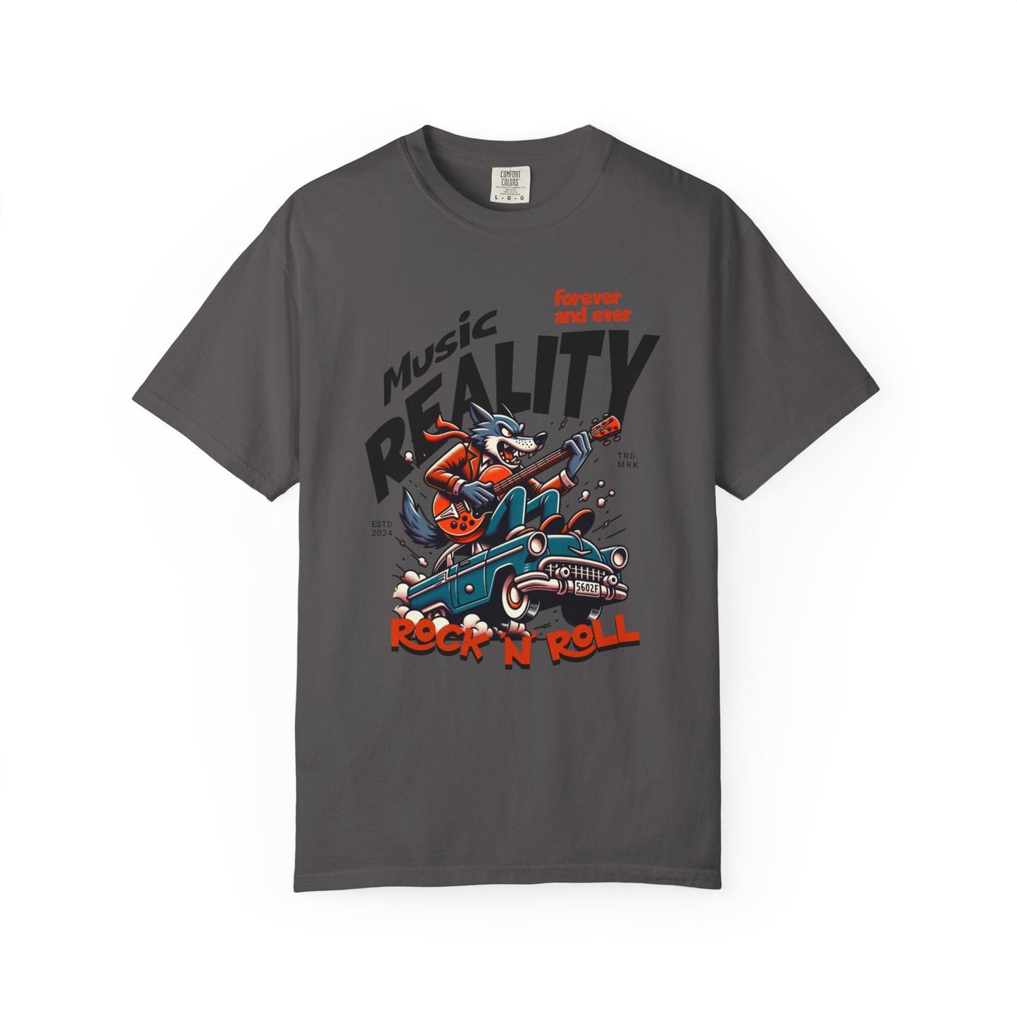 Unisex garment-Dyed t-shirt - Rock wolf retro music design