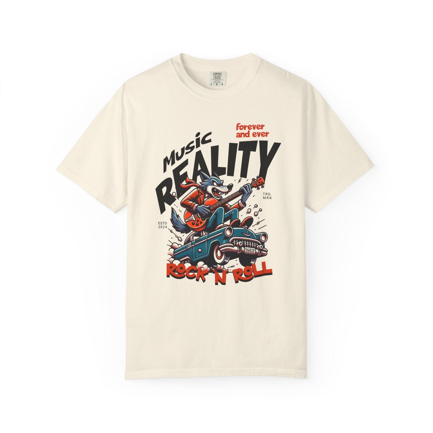 Unisex garment-Dyed t-shirt - Rock wolf retro music design