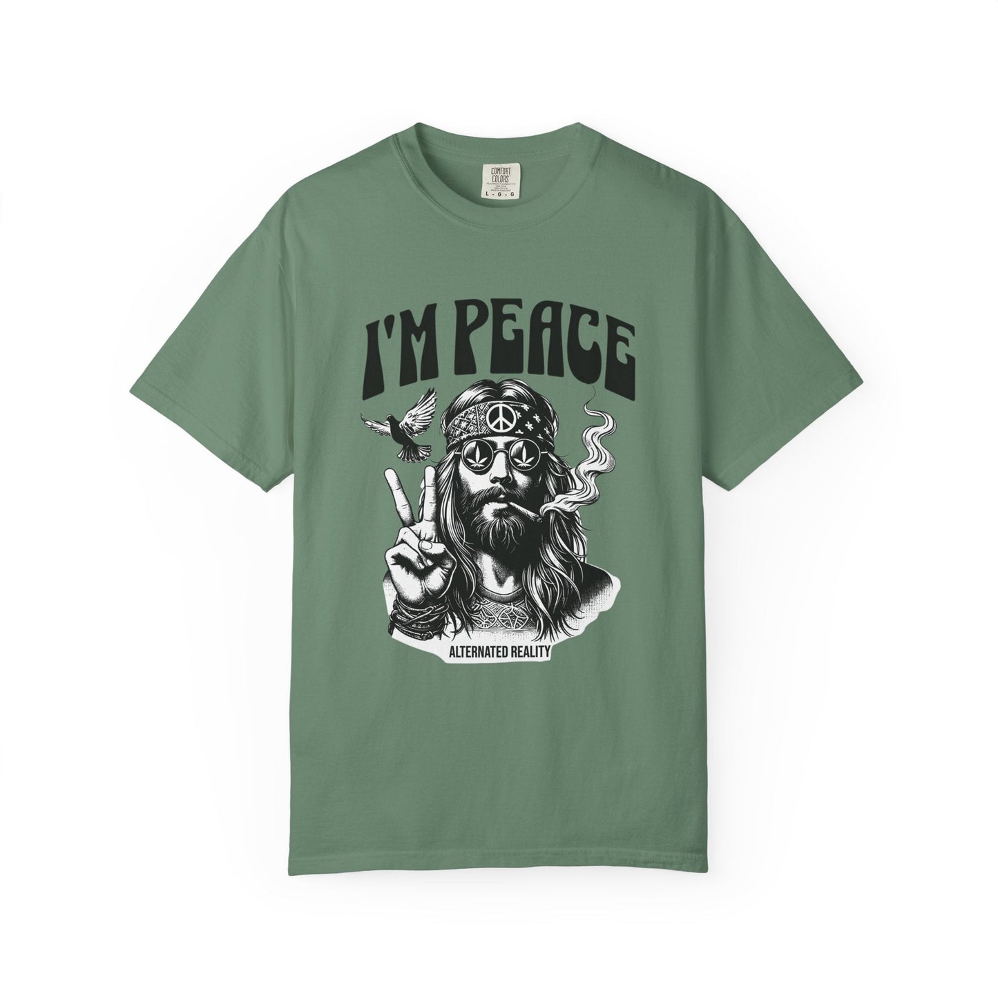 Peaceful hippie Unisex T-shirt with 'I'm at Peace' design 70' vibe