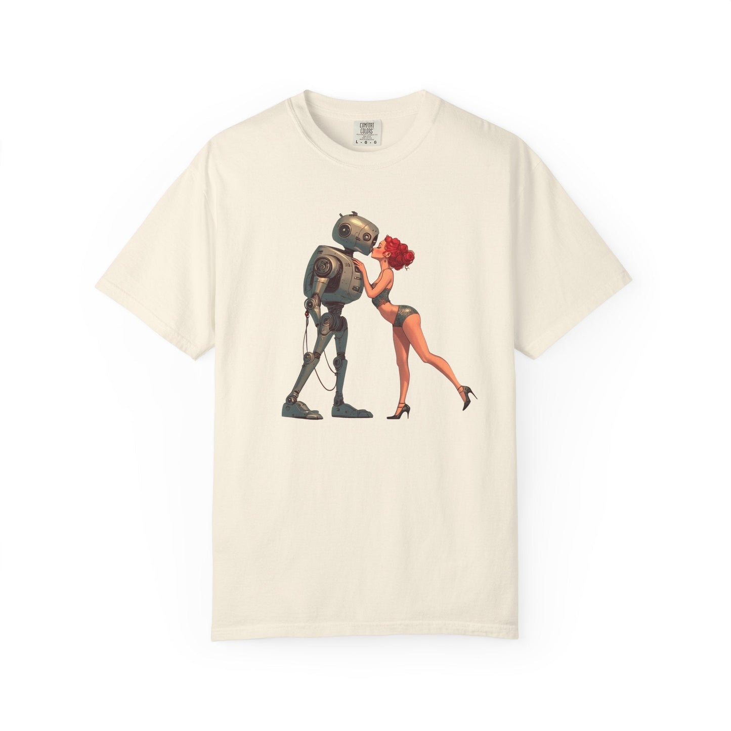 A Robot’s Love T-shirt – Beautiful Woman Kissing a Robot