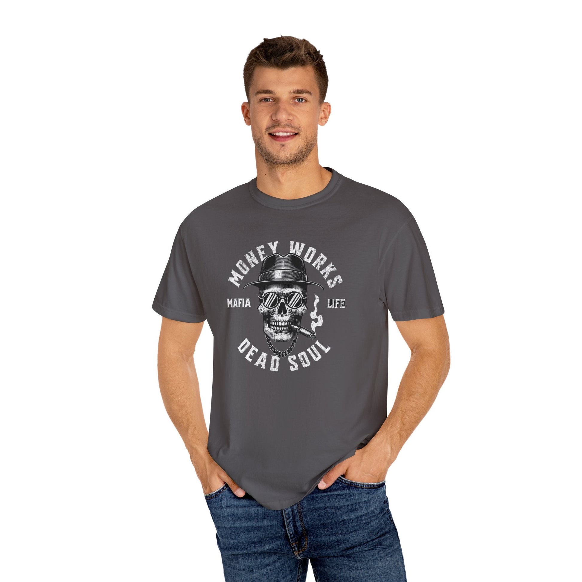 Gangster skull t-shirt - Unisex 'money works for me'  design