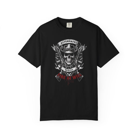 Skull fire at will t-shirt - Bold design unisex comfort 100% cotton