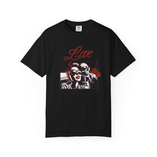 Love skull t-shirt with vintage pin-up girl & Skeleton - Retro style