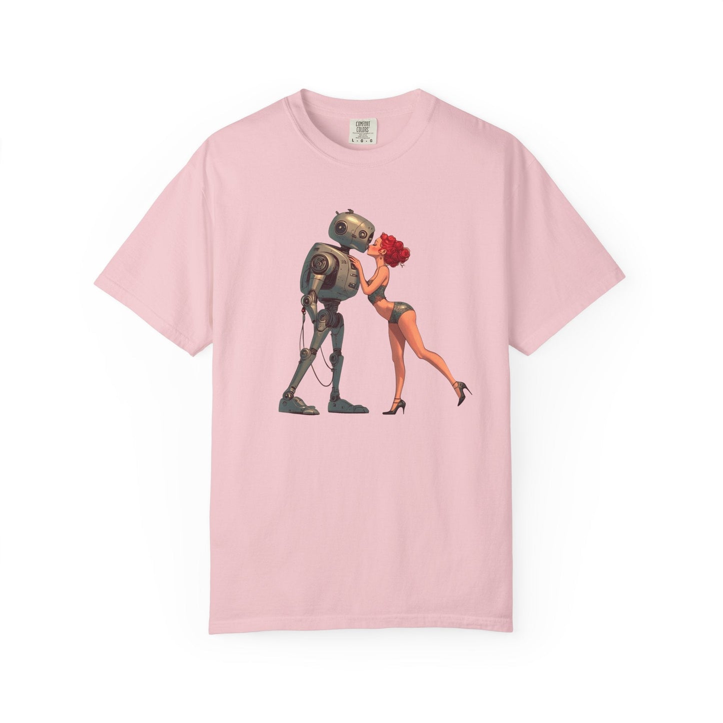 A Robot’s Love T-shirt – Beautiful Woman Kissing a Robot