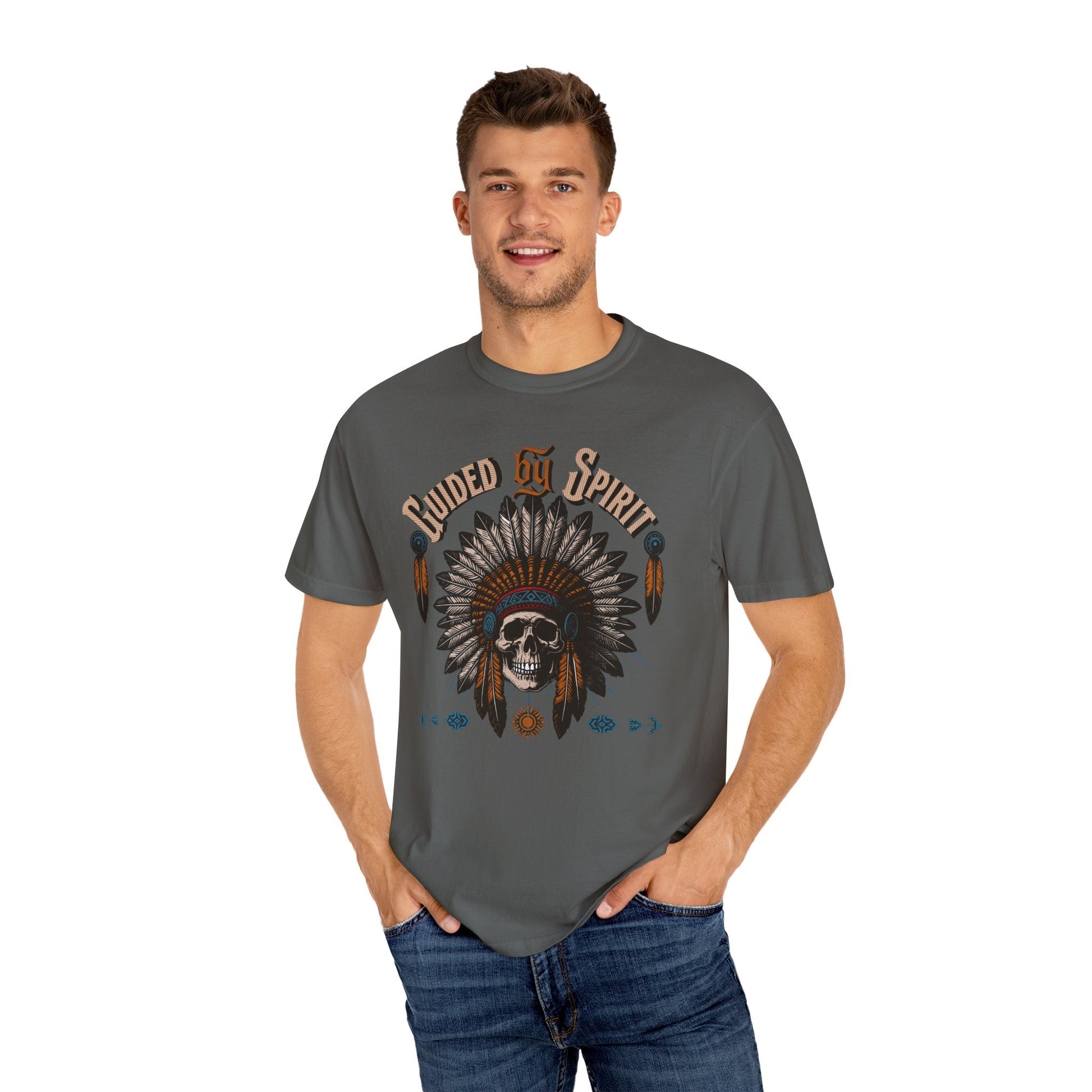 Spirit Skull t-shirt with cool native American headdress guided spirit