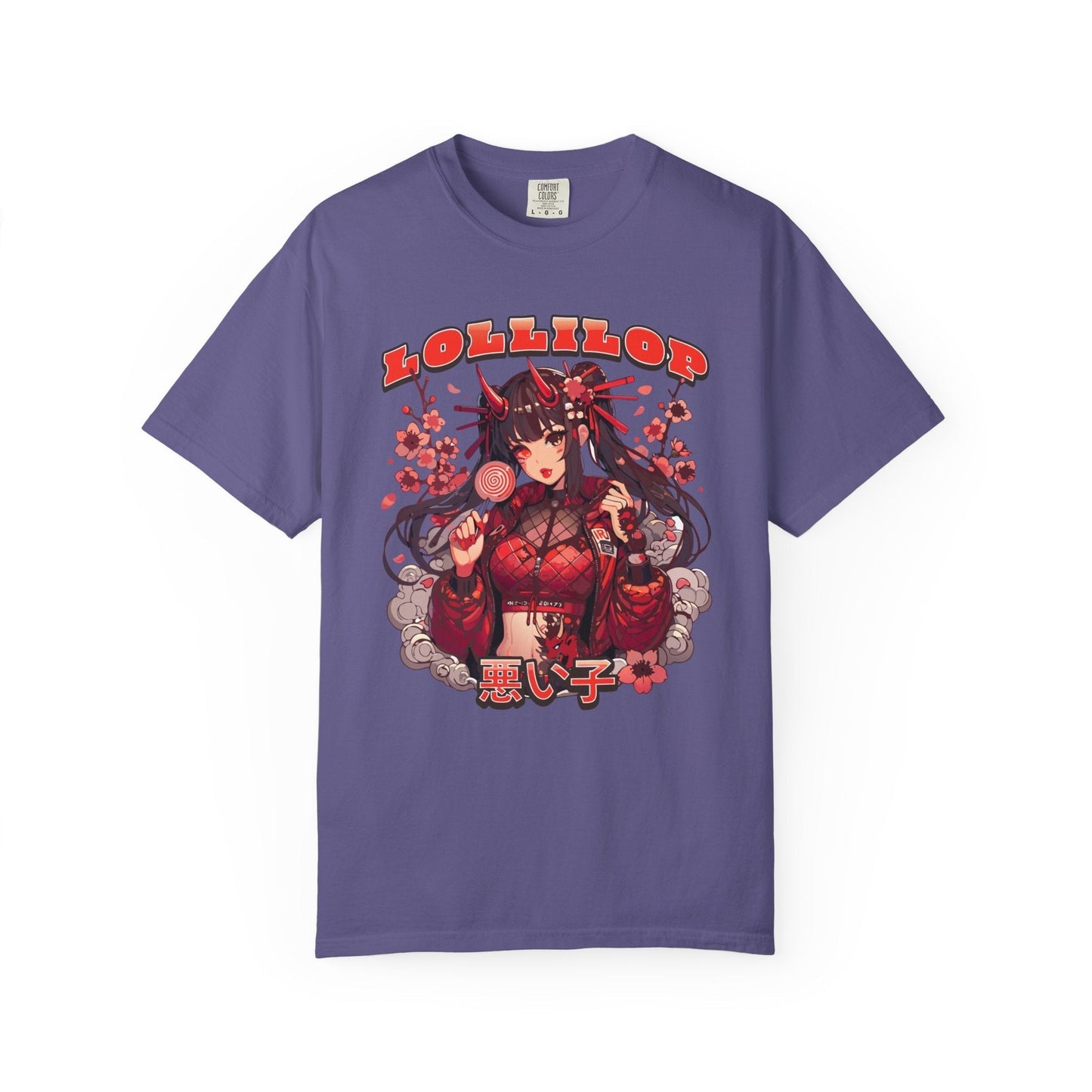Devil lollipop girl teal t-shirt with anime girl design