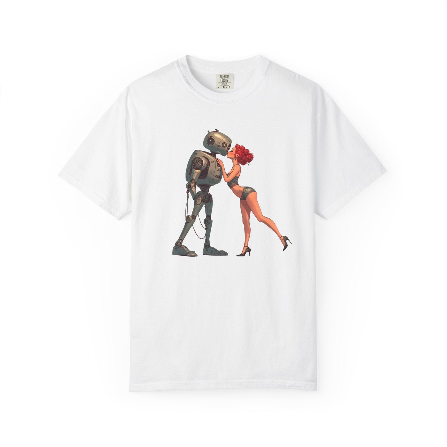 A Robot’s Love T-shirt – Beautiful Woman Kissing a Robot