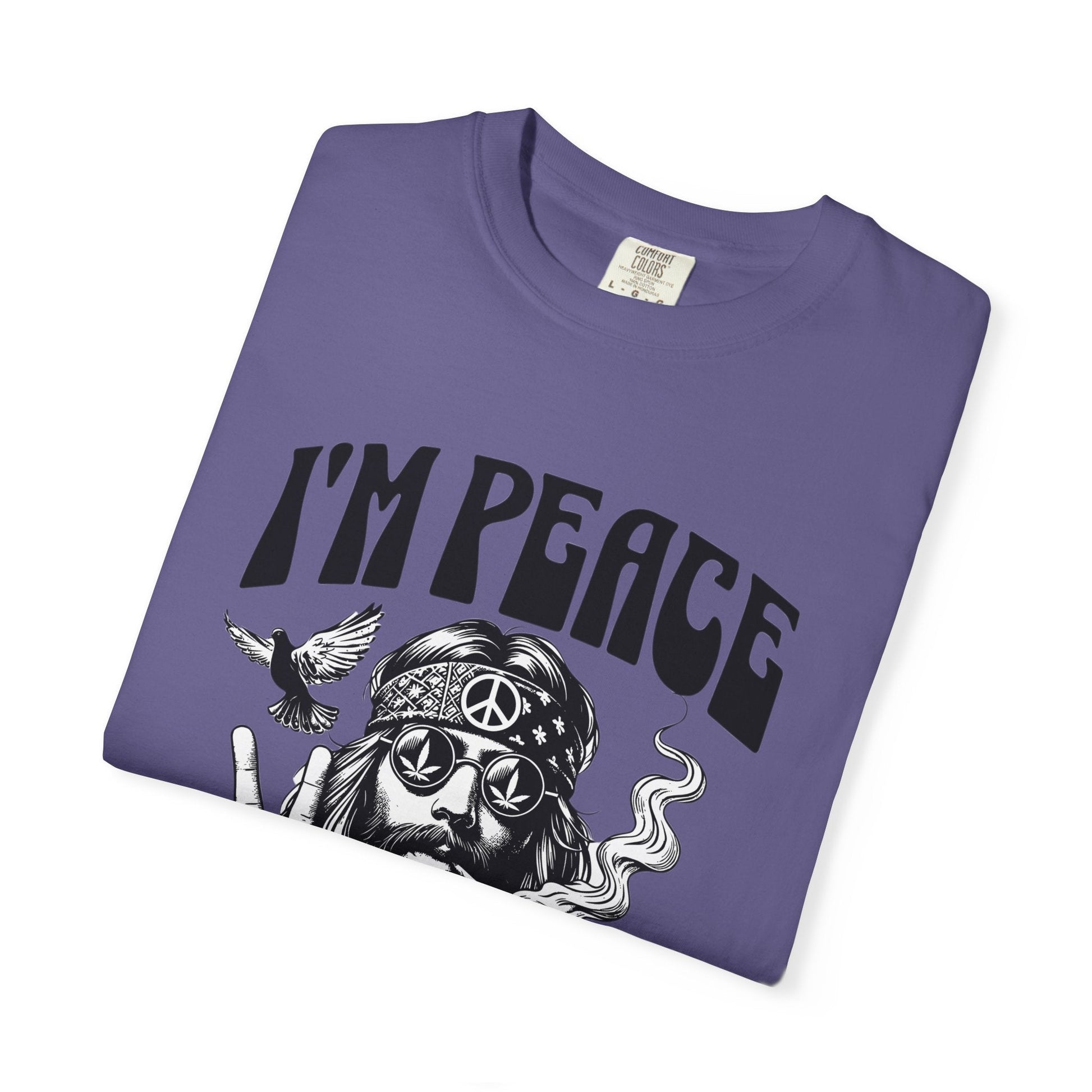 Peaceful hippie Unisex T-shirt with 'I'm at Peace' design 70' vibe