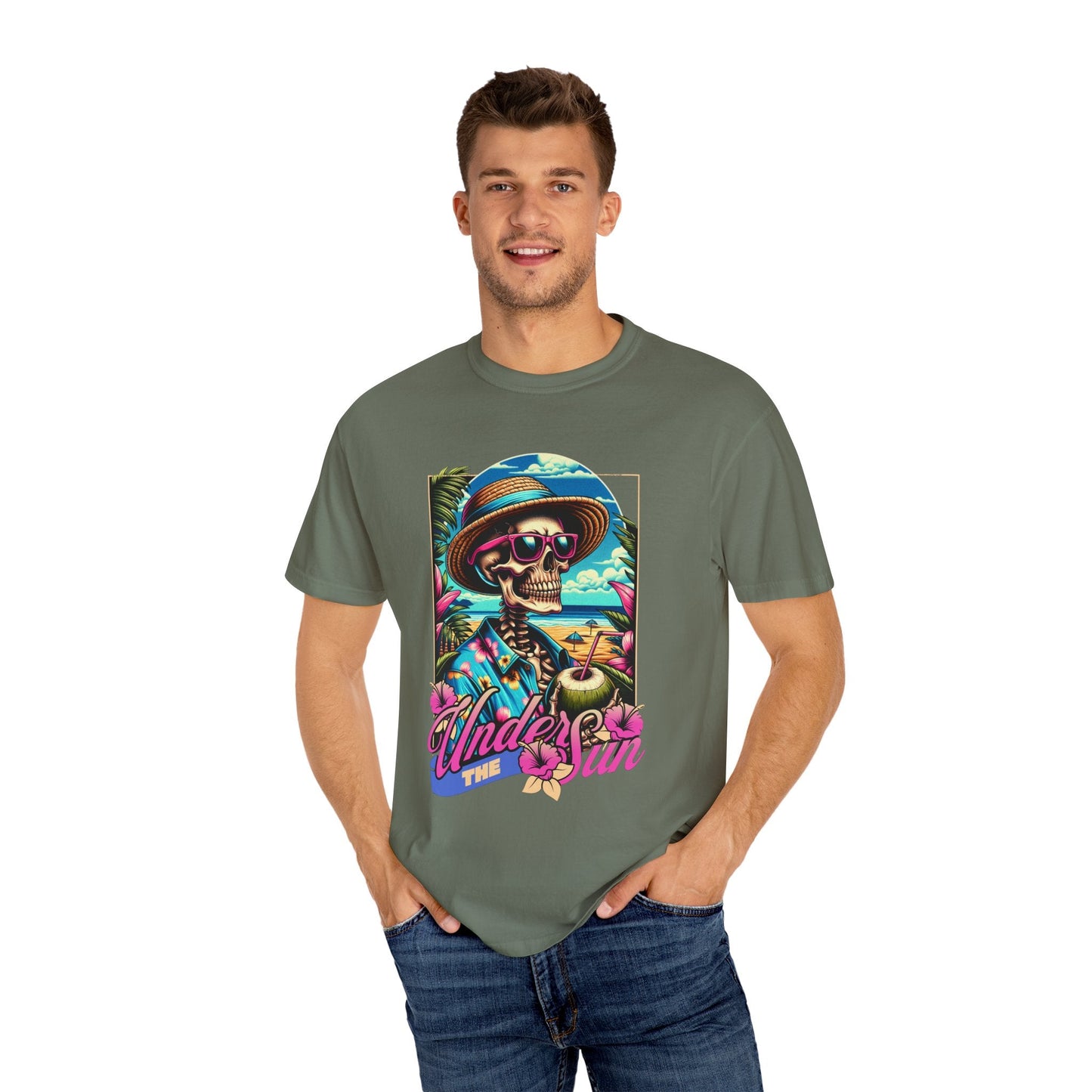 Holiday skull t-shirt - Fun beach vibe with skeleton & tropical design