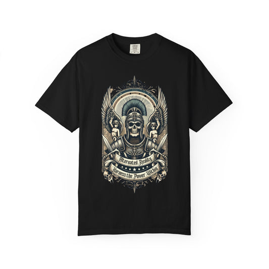 Dyed skull soldier t-shirt with warrior graphic - Edgy & unique style