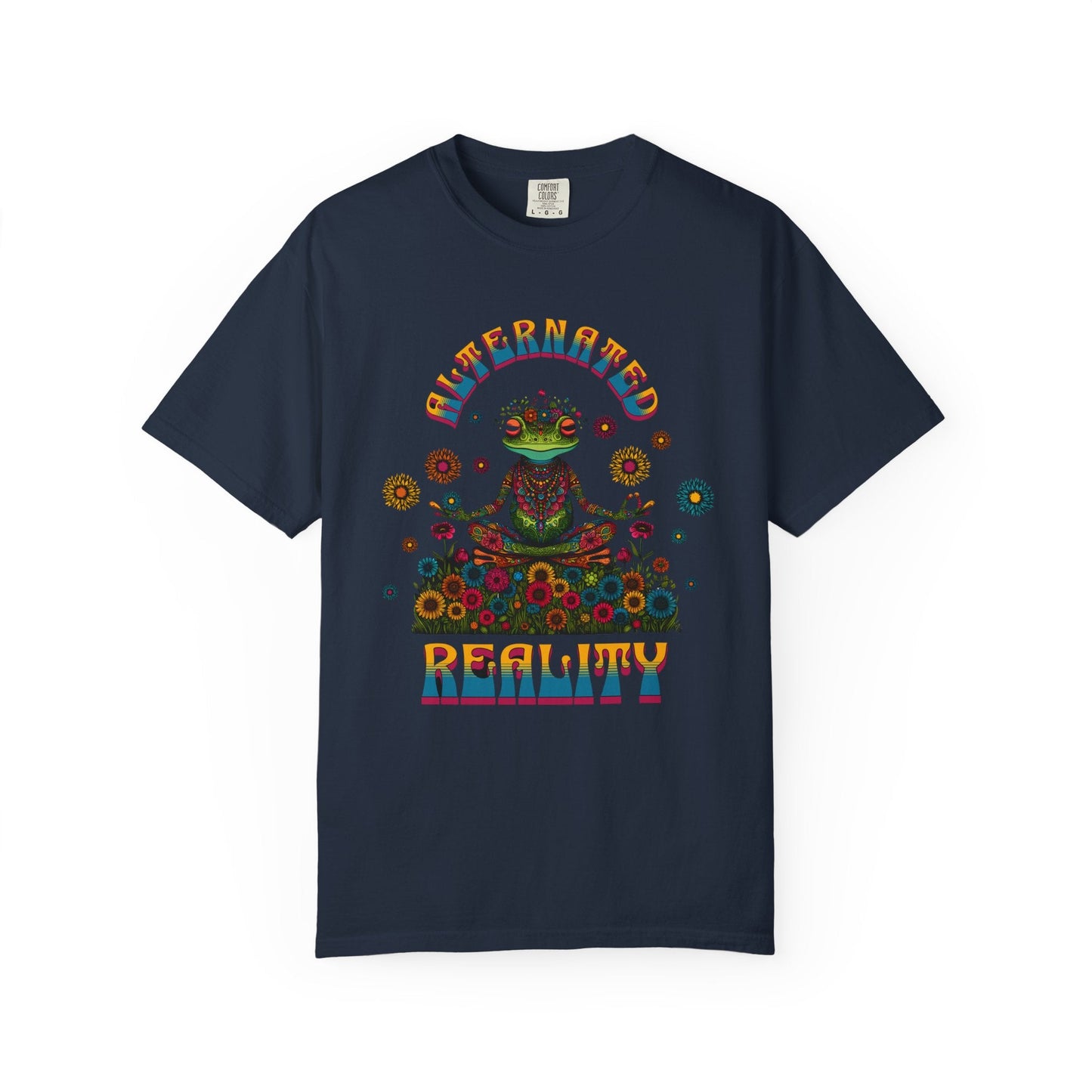 Meditative frog 2 psychedelic t-shirt with trippy frog design