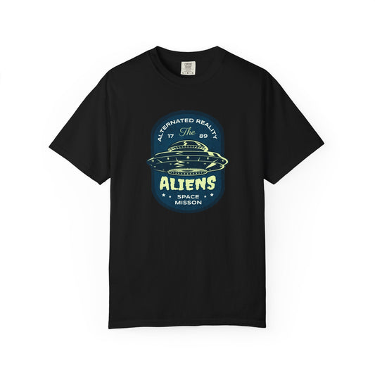 Galaxy print Space Mission T-shirt for space enthusiasts and cosmic adventure fans