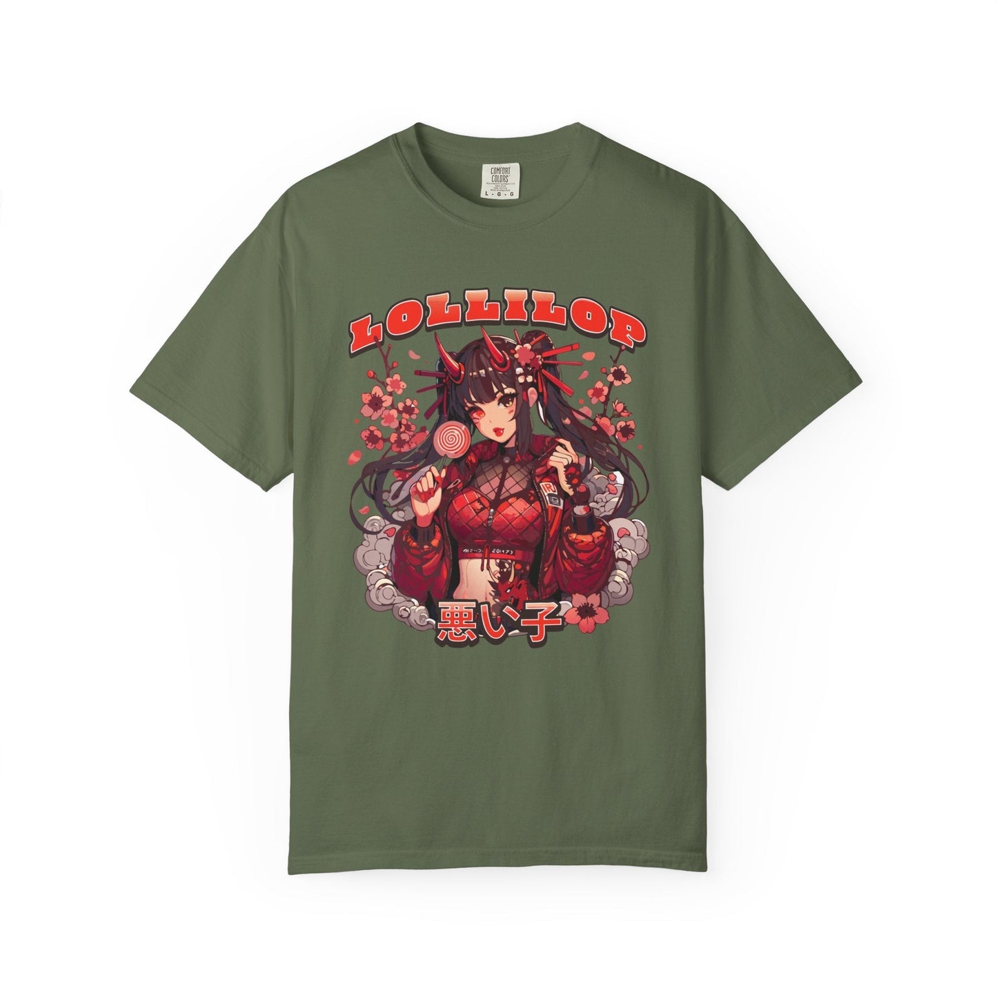 Devil lollipop girl teal t-shirt with anime girl design