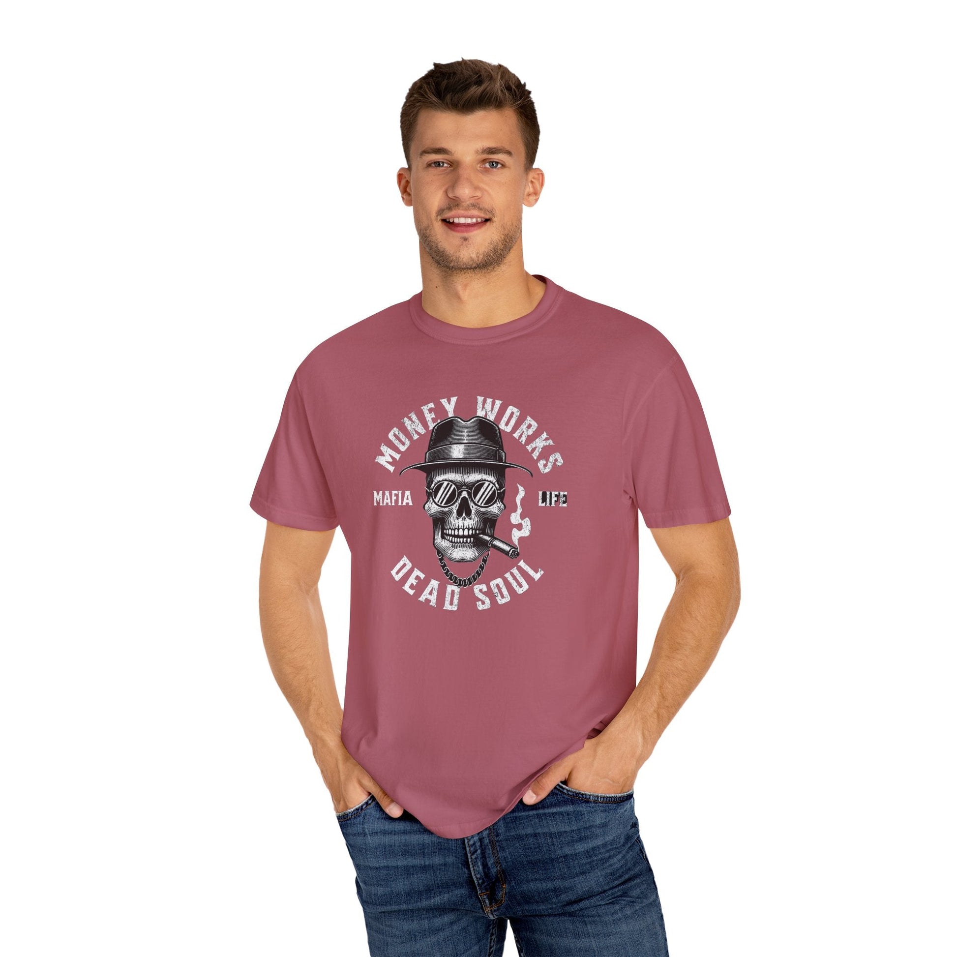 Gangster skull t-shirt - Unisex 'money works for me'  design