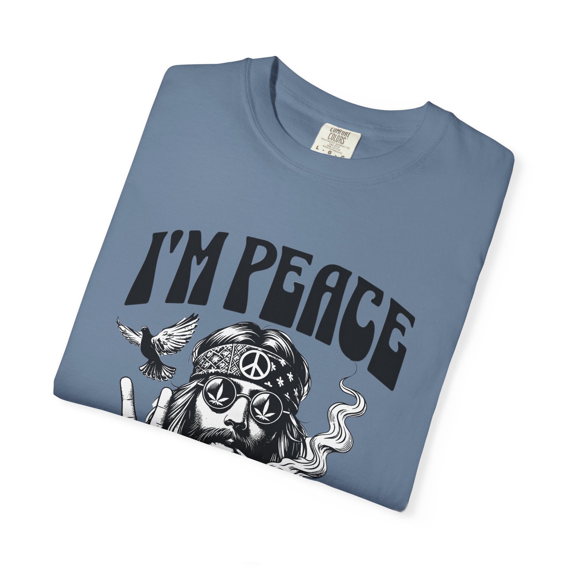 Peaceful hippie Unisex T-shirt with 'I'm at Peace' design 70' vibe