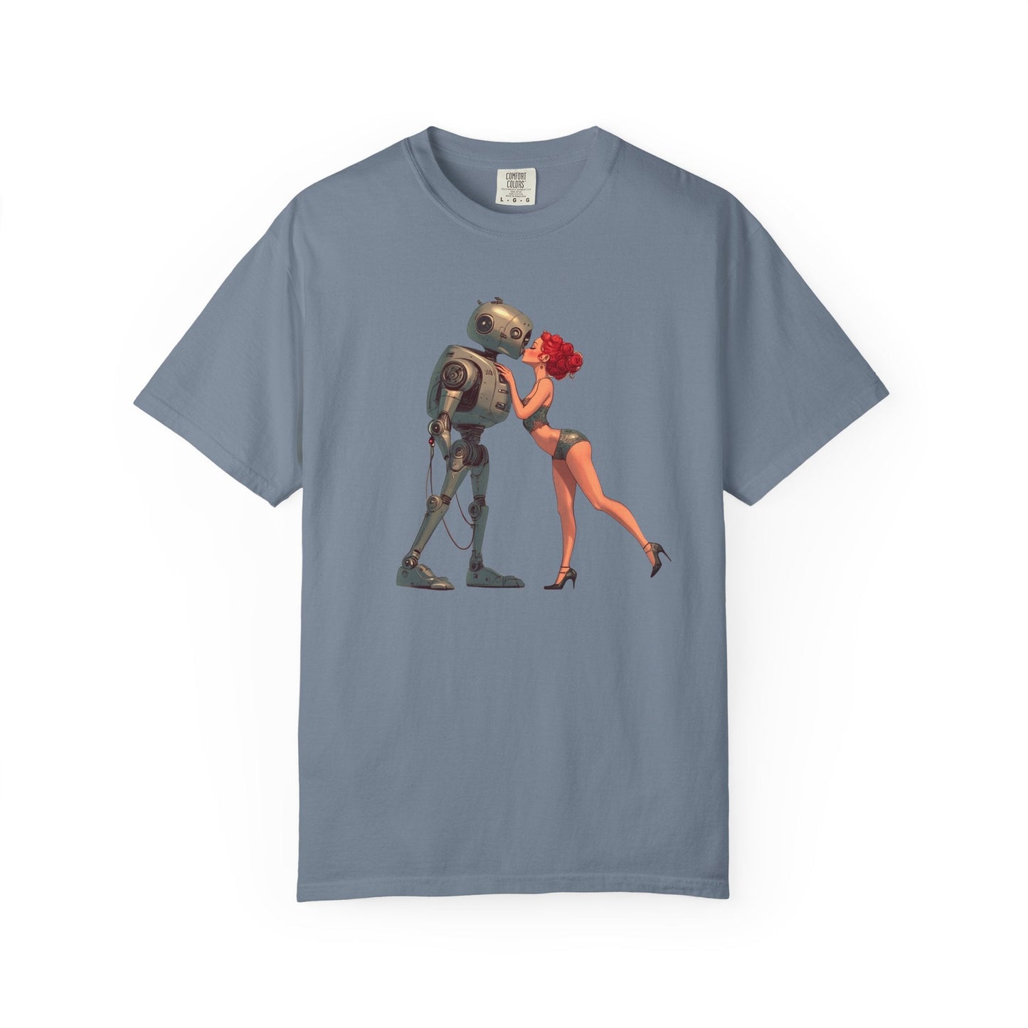 A Robot’s Love T-shirt – Beautiful Woman Kissing a Robot