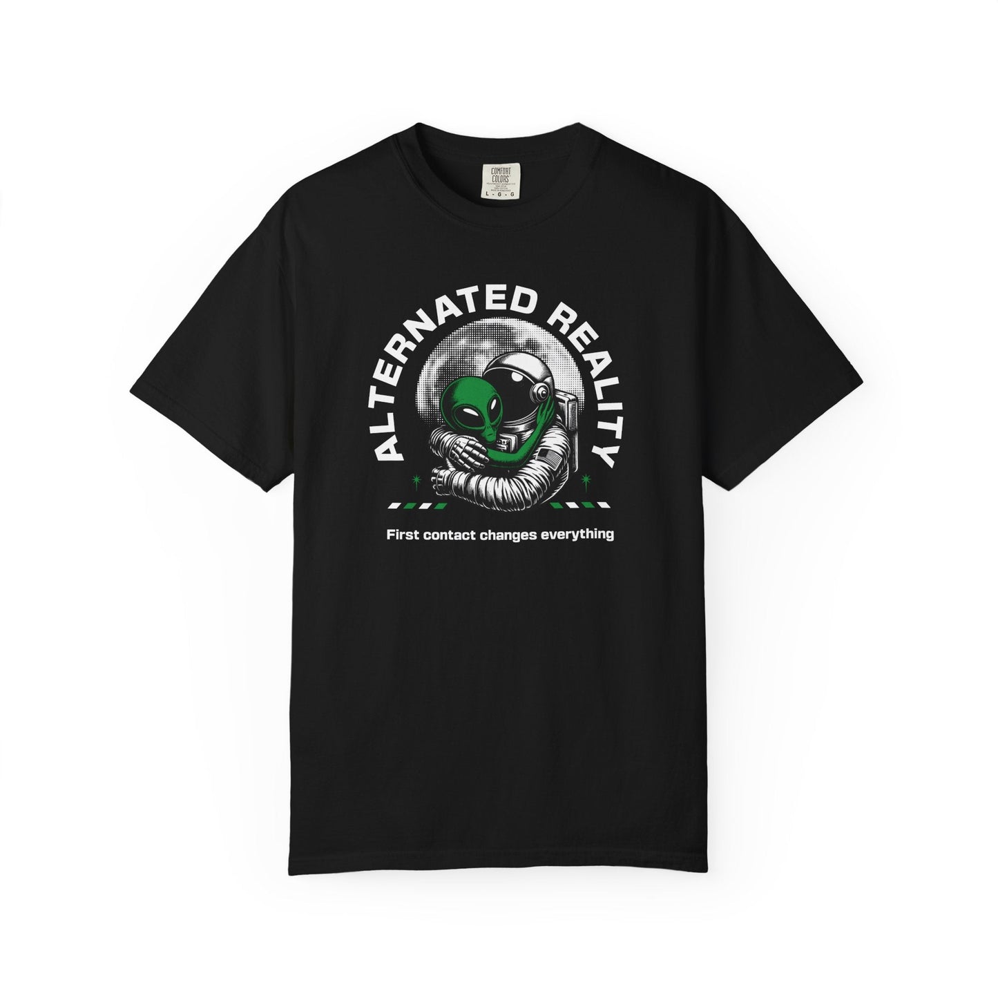 First contact customizable comfortable durable soft-washed t-shirt for positive initial encounters