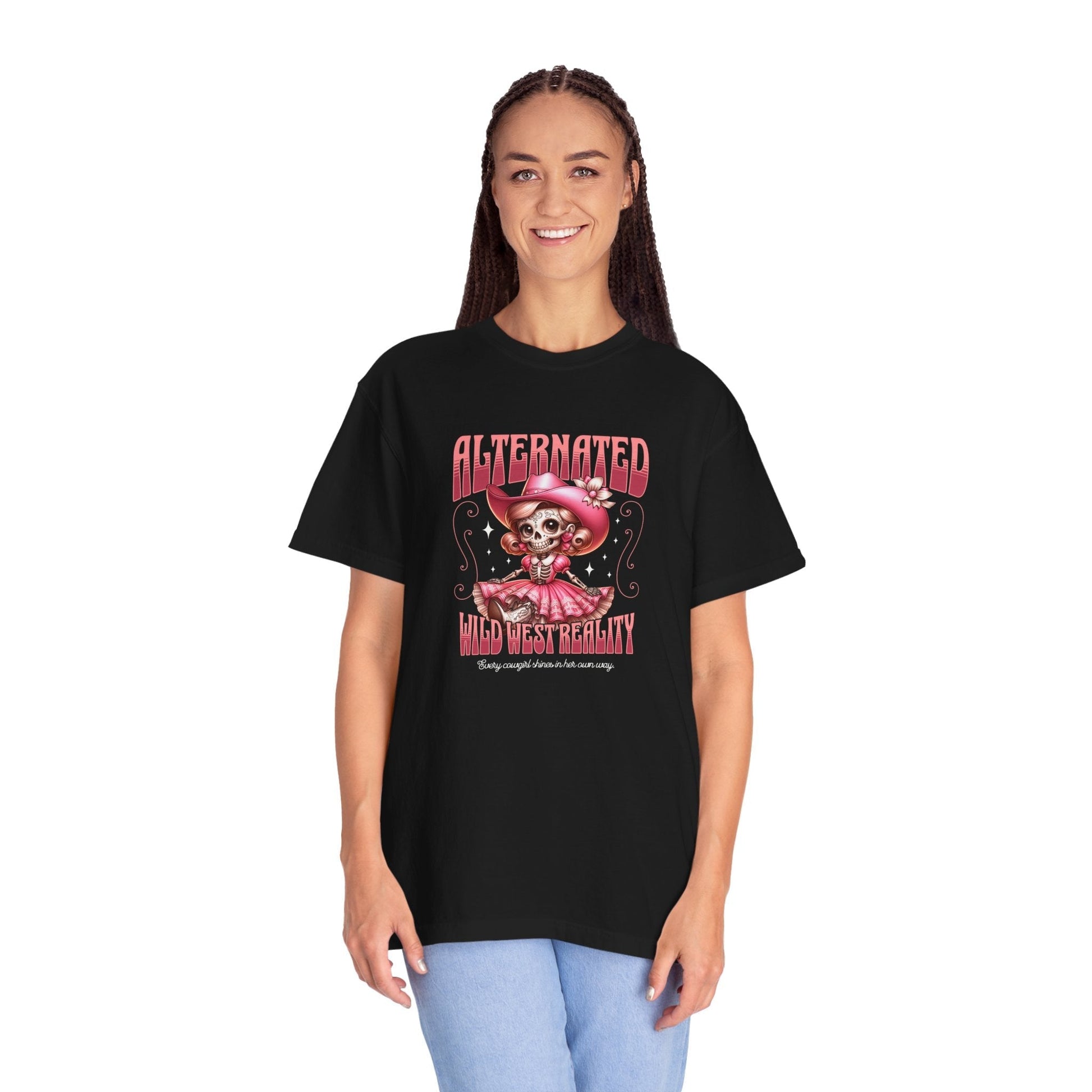 Cowgirl skull t-shirt - bold western style unisex garment