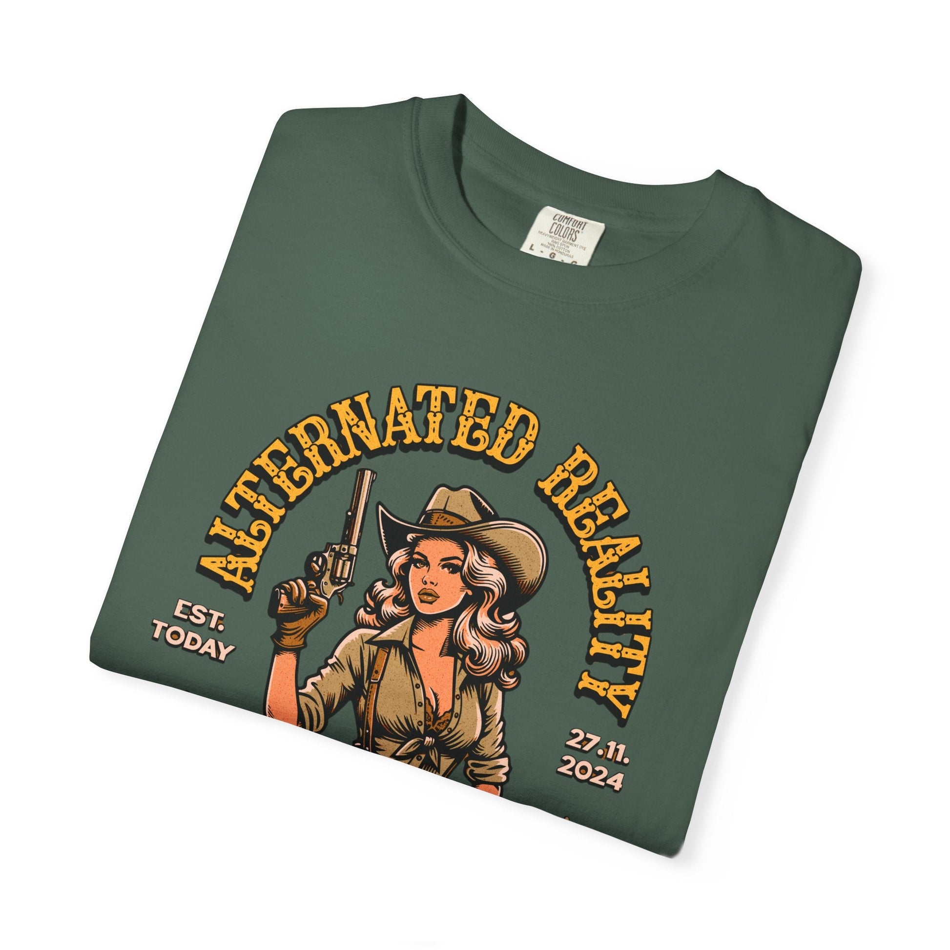 Vintage pin up westen t-shirt - Retro style adventure graphic tee