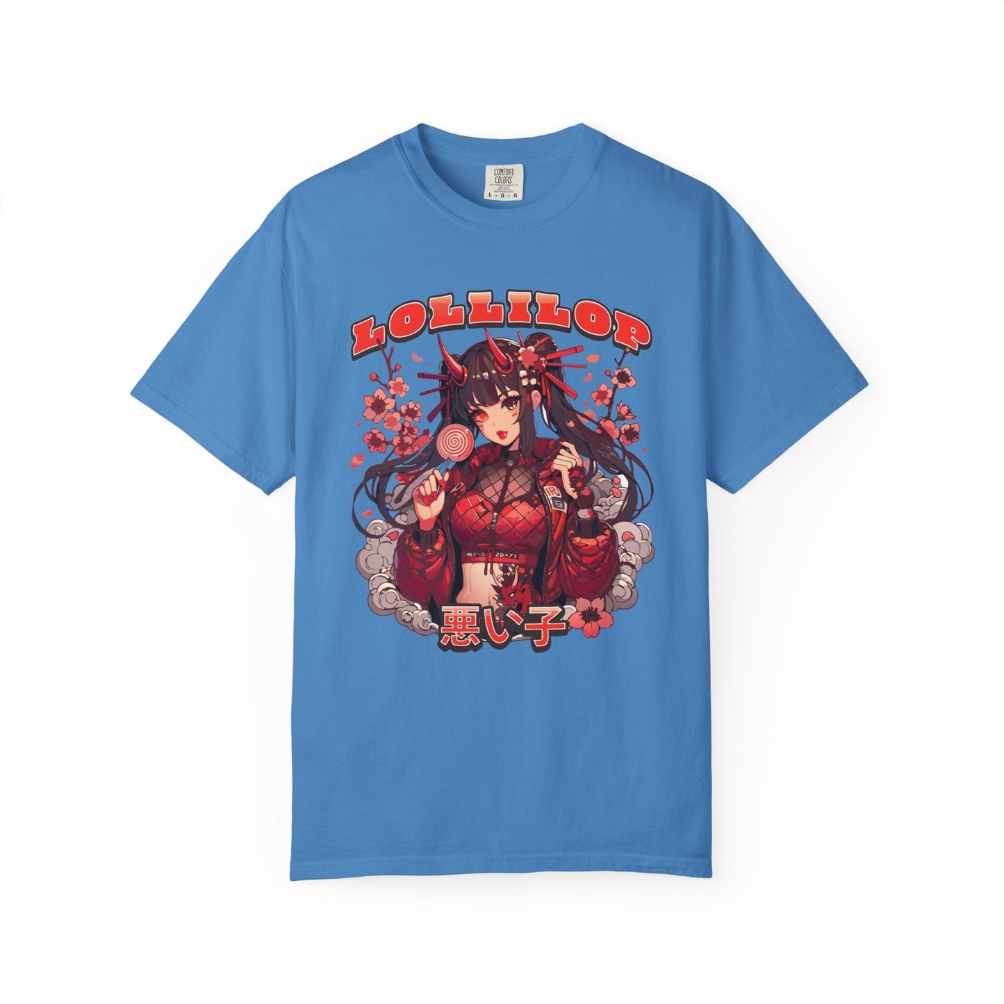 Devil lollipop girl teal t-shirt with anime girl design