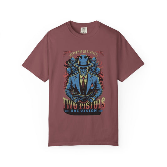 Two pistols design with cool skull & flames- Graphic t-shirt - Comfort