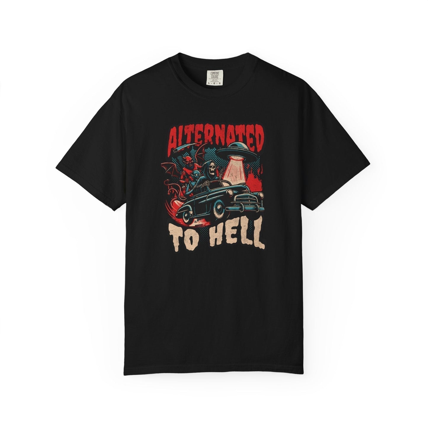 Highway to Hell graphic tee with devil music design for metal fans