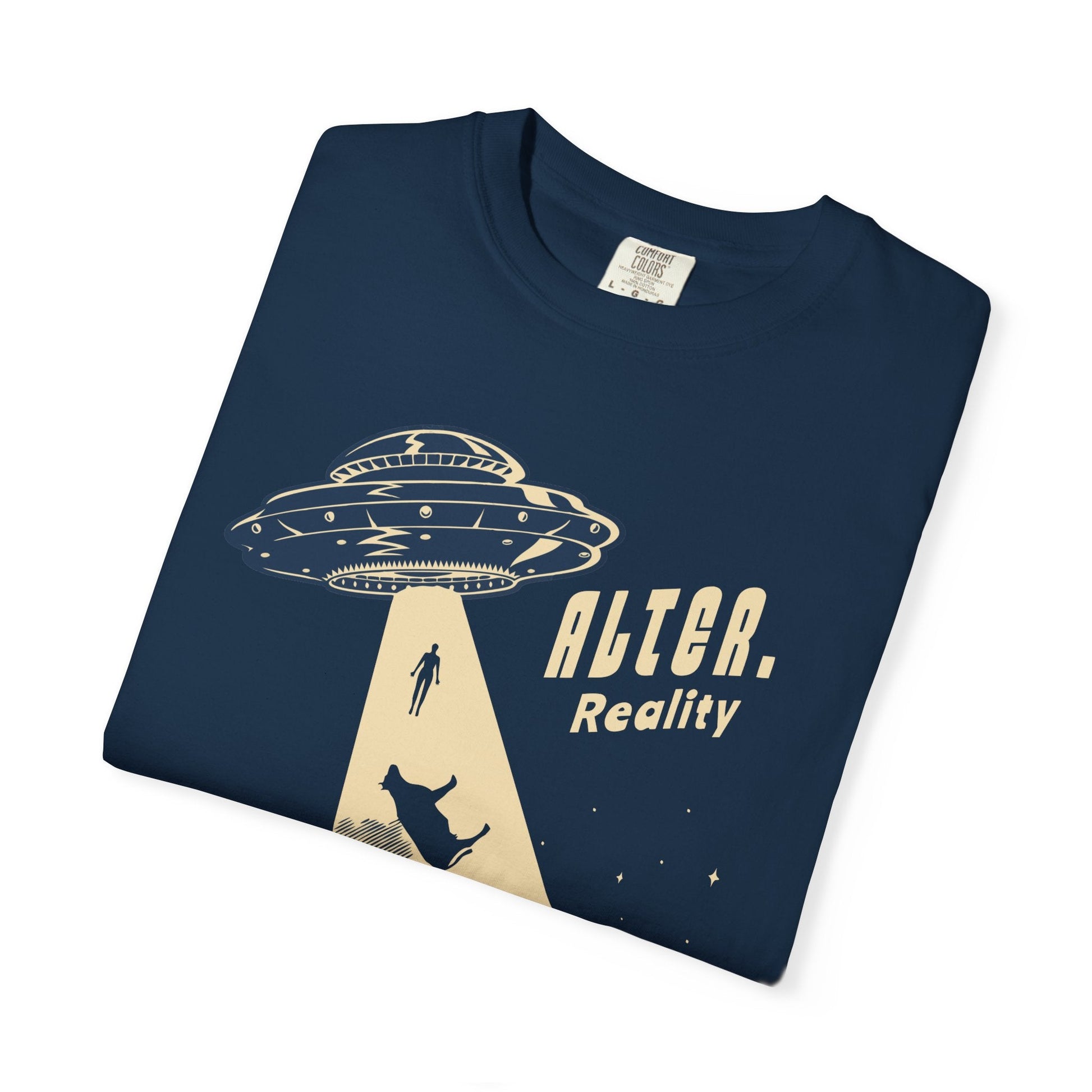 Alter Reality unisex T-shirt with vintage alien saucer design