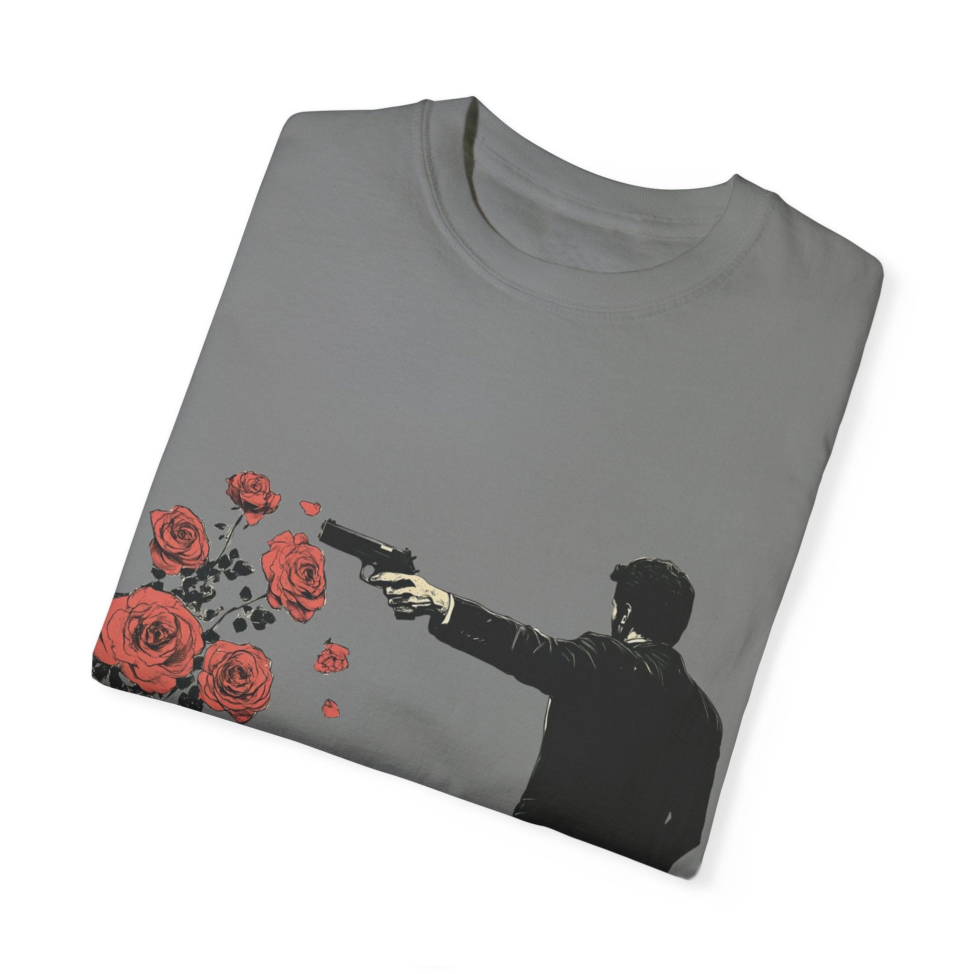 Streetwear gunpoint flowers T-Shirt for art lovers & enthusiasts