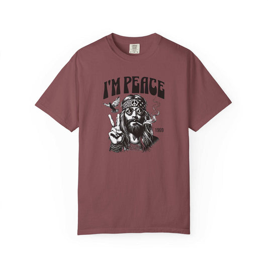 Peaceful Hippie unisex t-shirt with retro 70s hippie design and relaxed fit