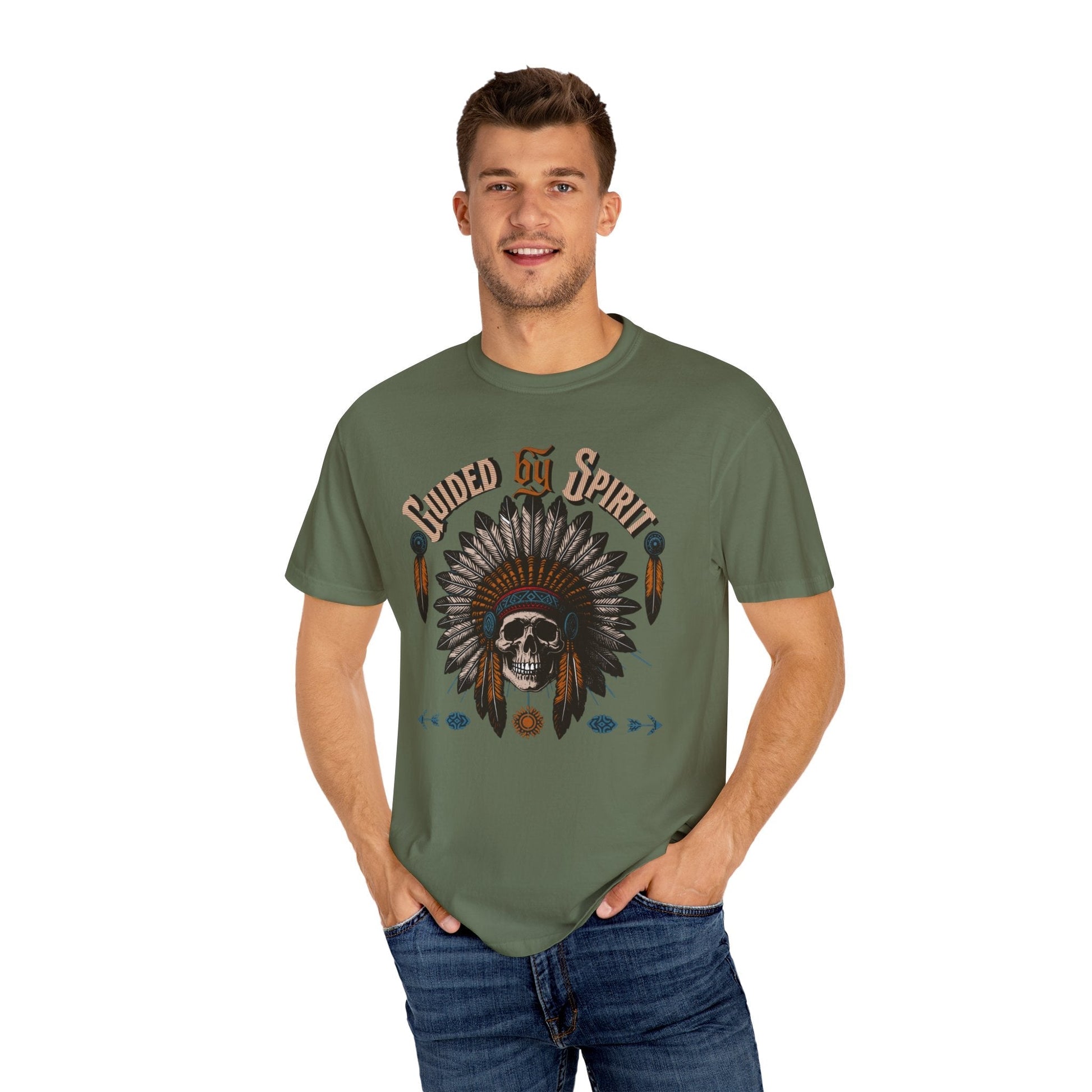 Spirit Skull t-shirt with cool native American headdress guided spirit