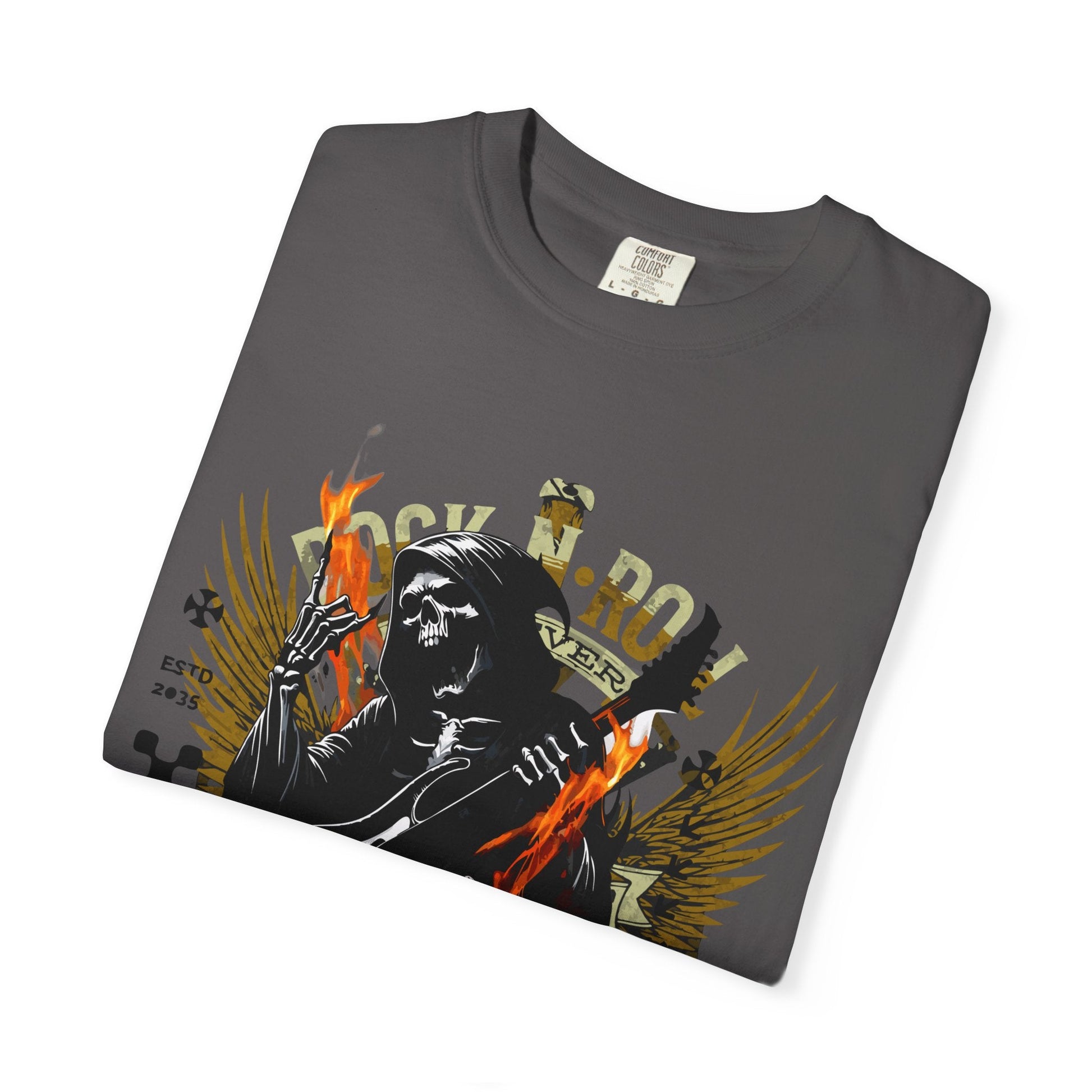 Rock 'n' roll guitar t-shirt for vintage metal music & concert lovers