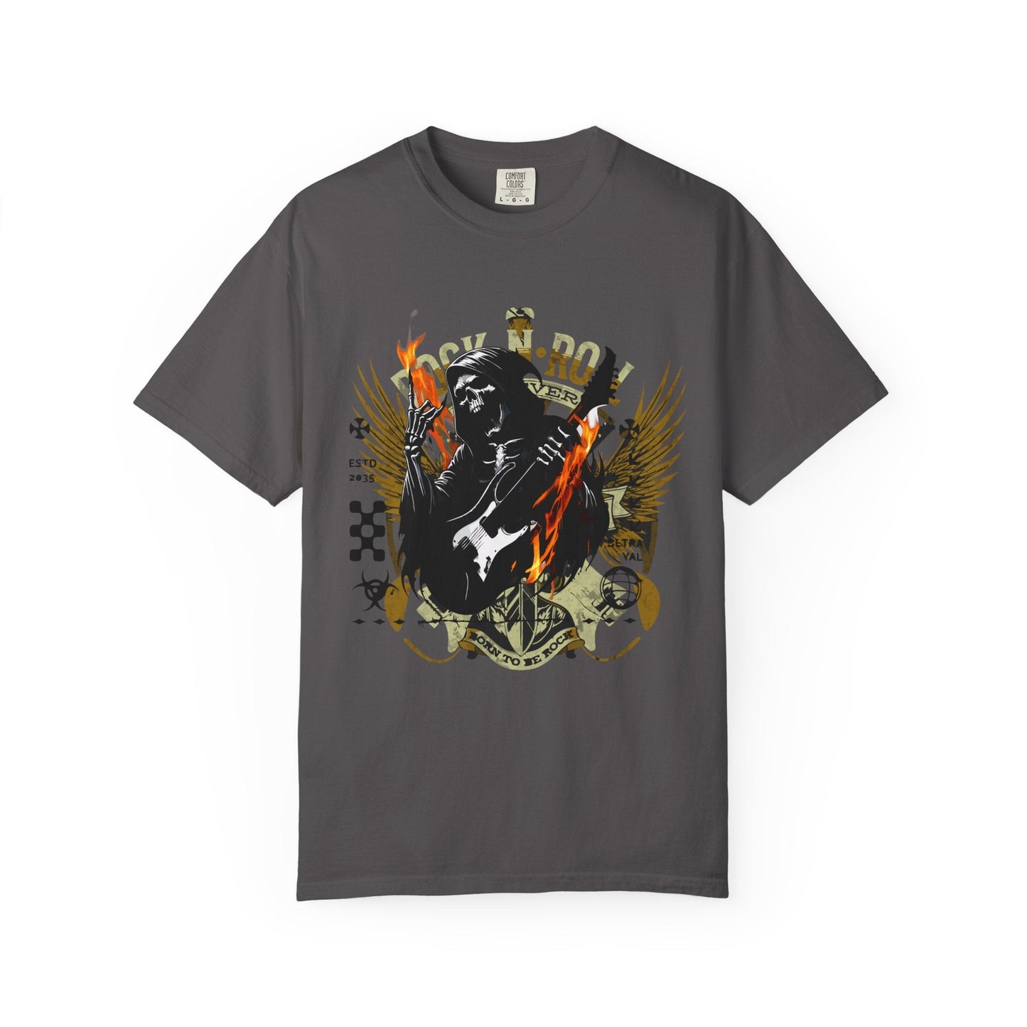 Rock 'n' roll guitar t-shirt for vintage metal music & concert lovers