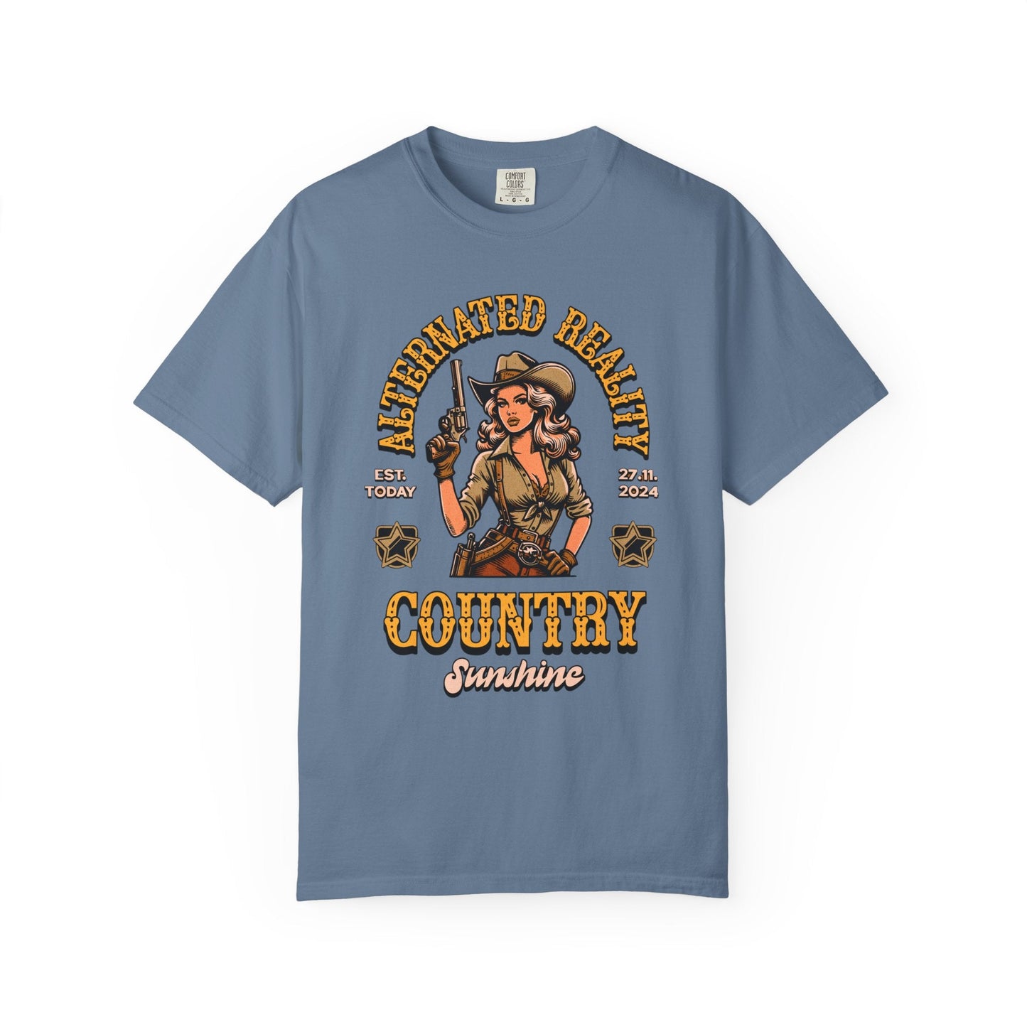 Vintage pin up westen t-shirt - Retro style adventure graphic tee