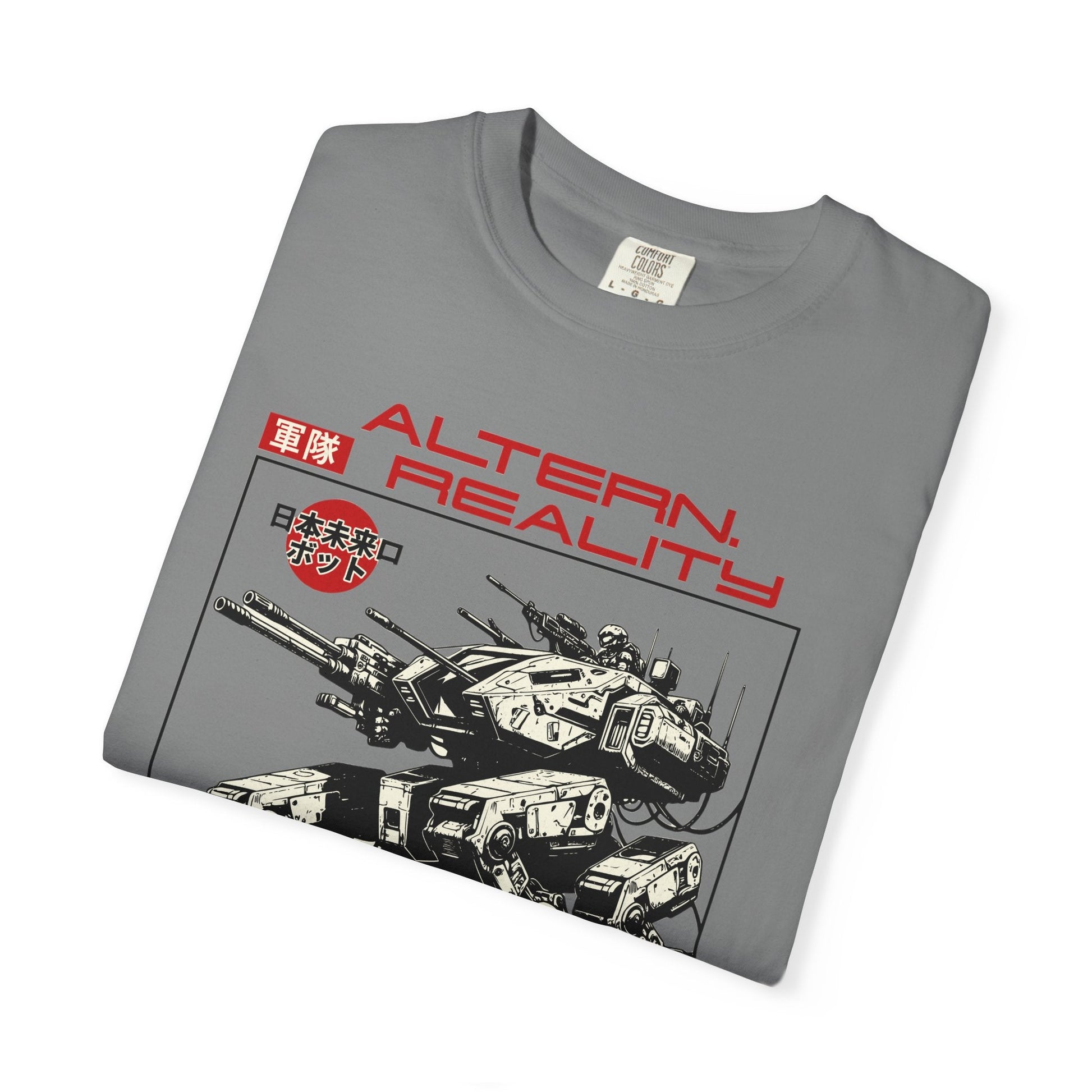 Robot Revolution T-shirt – Giant Mech with Weapons 