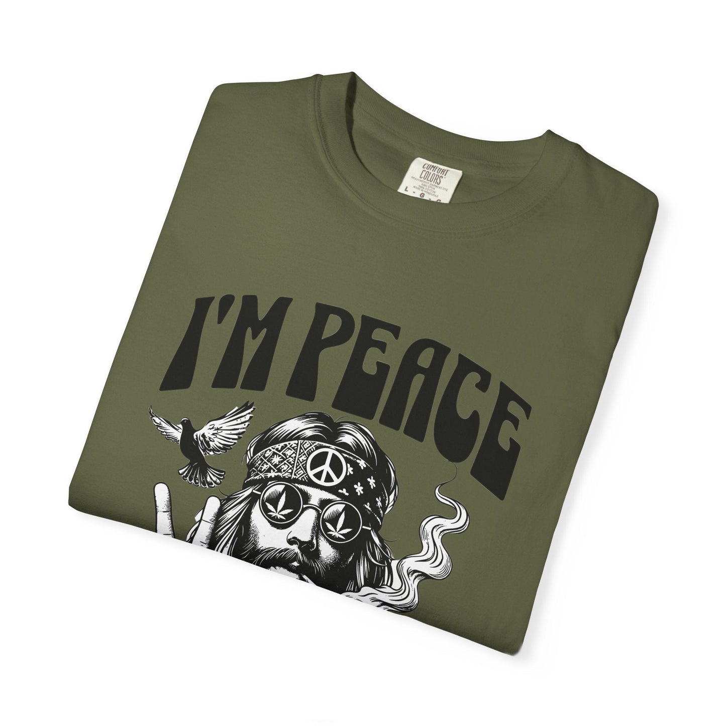 Peaceful hippie Unisex T-shirt with 'I'm at Peace' design 70' vibe