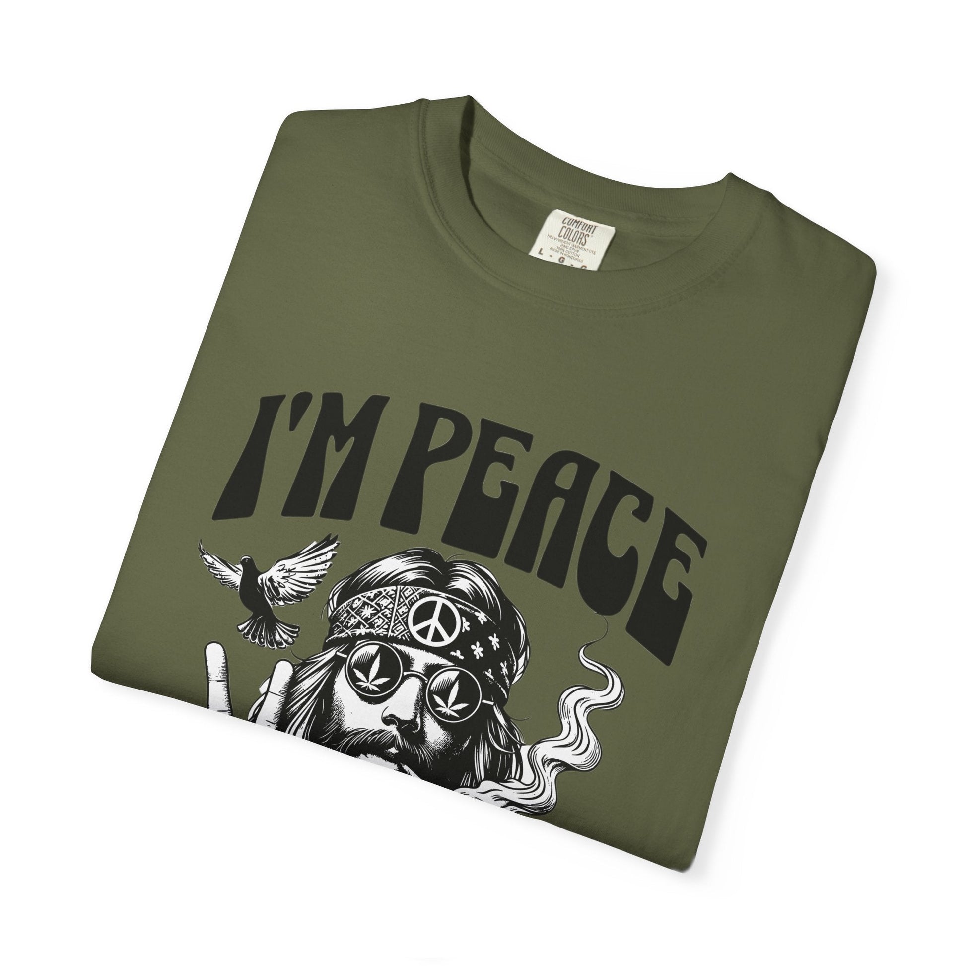 Peaceful hippie Unisex T-shirt with 'I'm at Peace' design 70' vibe