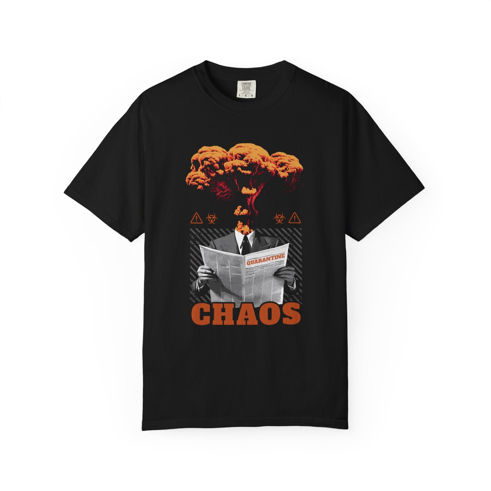 News chaos T-shirt: bold retro 80s style for statement