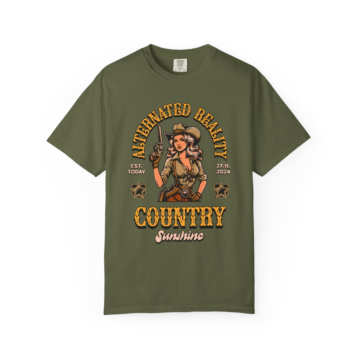Vintage pin up westen t-shirt - Retro style adventure graphic tee