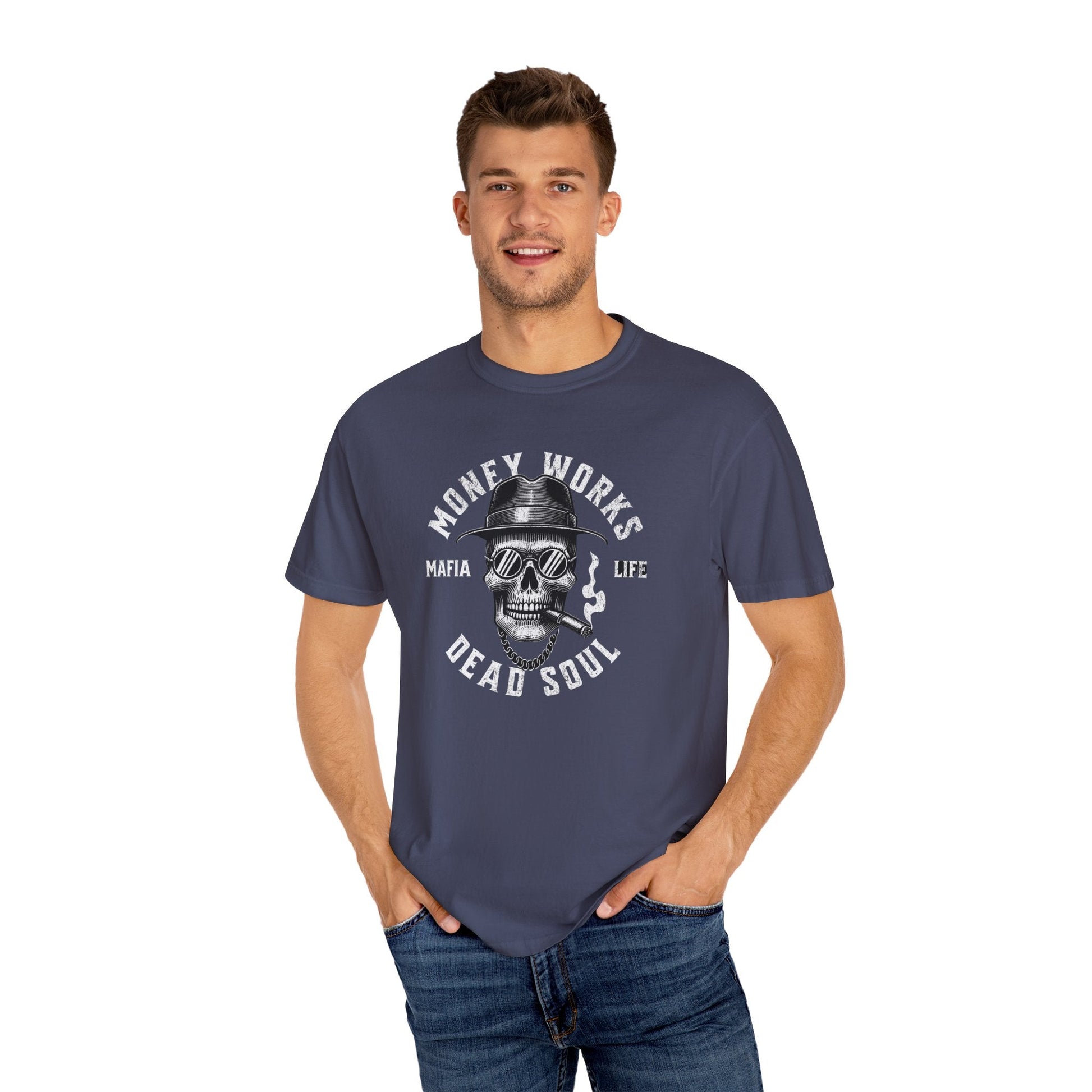Gangster skull t-shirt - Unisex 'money works for me'  design