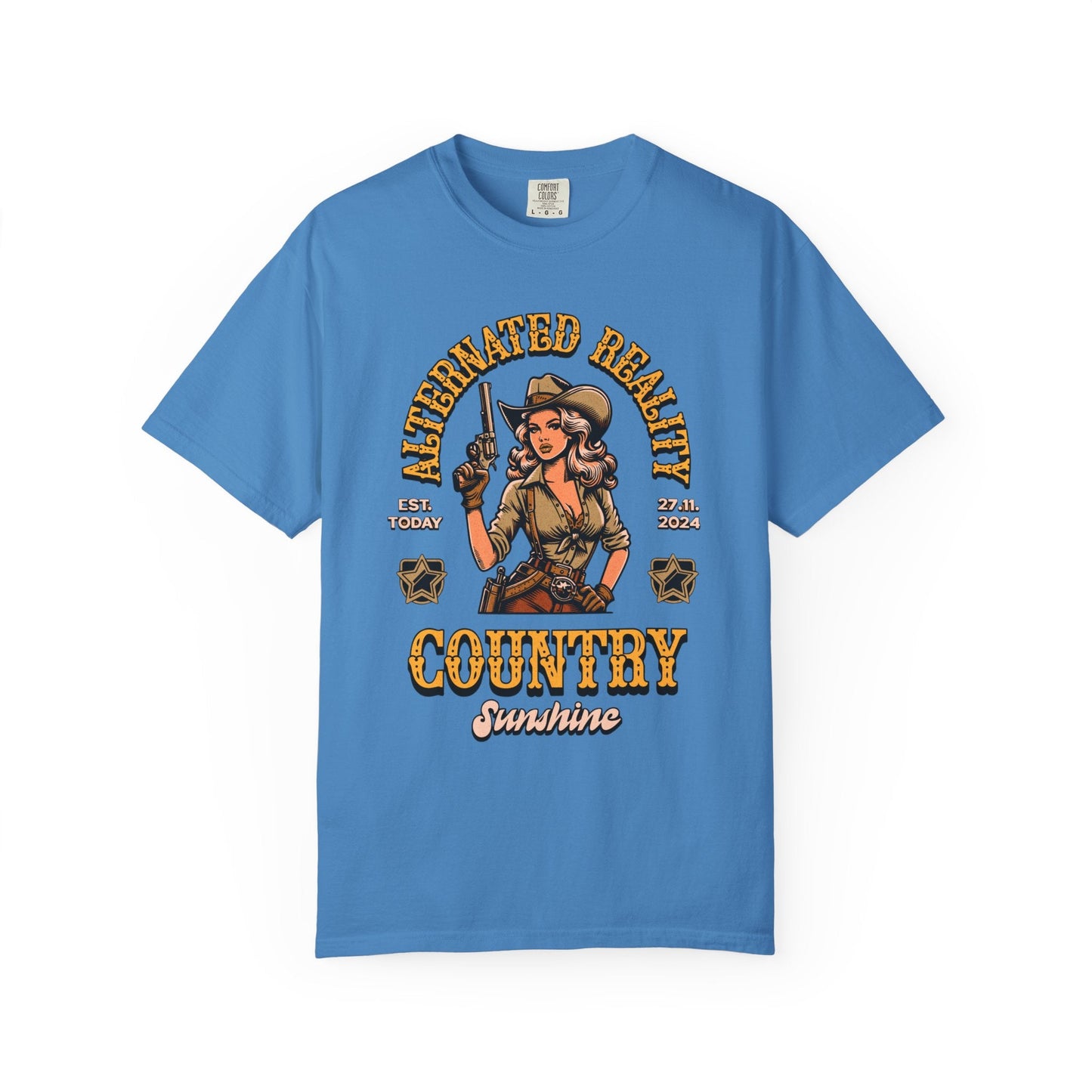 Vintage pin up westen t-shirt - Retro style adventure graphic tee