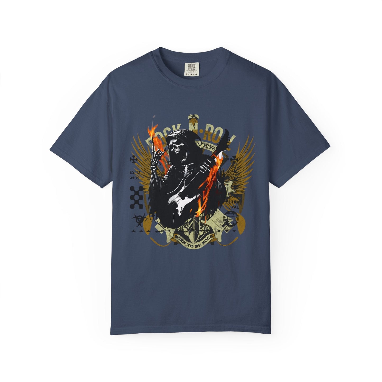 Rock 'n' roll guitar t-shirt for vintage metal music & concert lovers