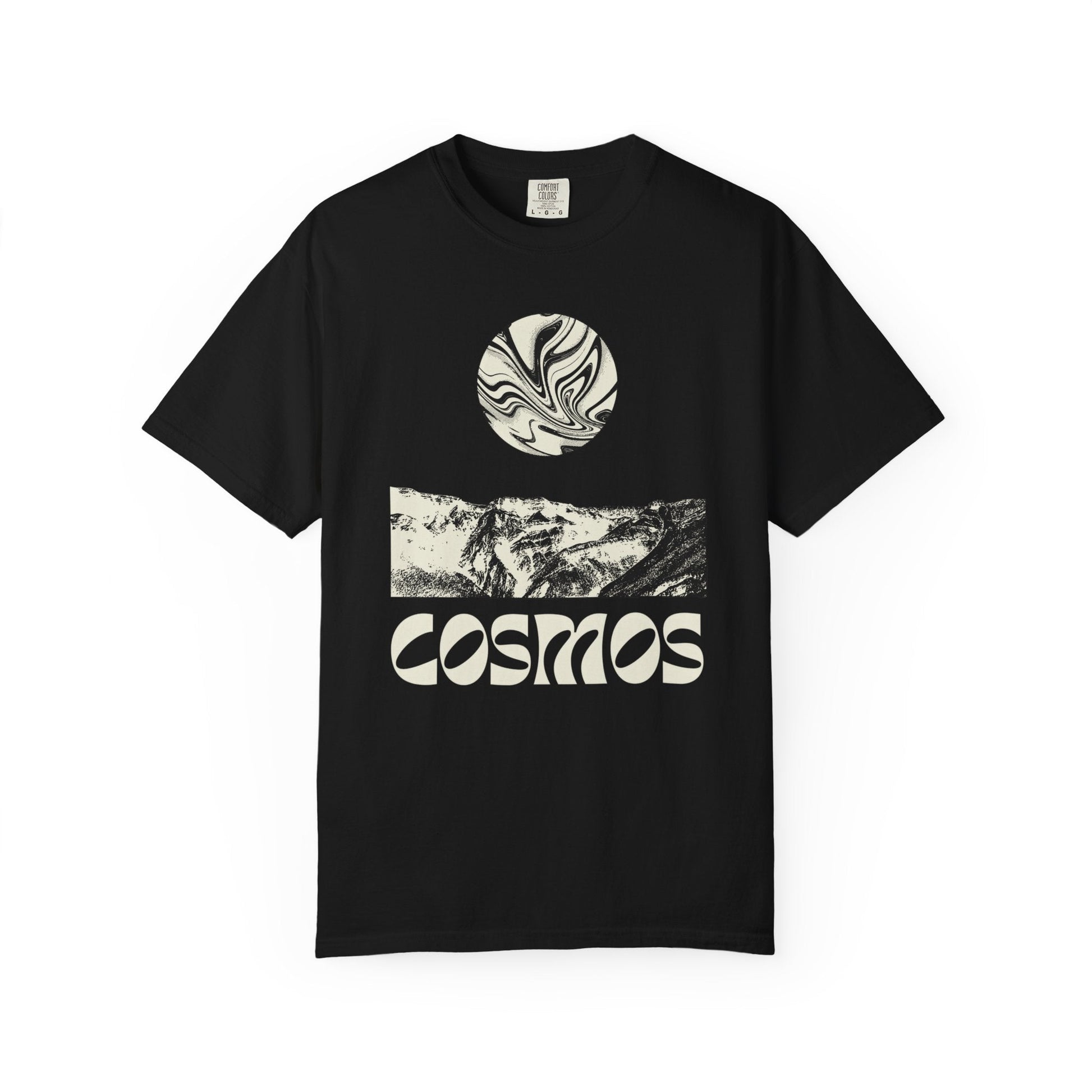 Cosmic earth unisex t-shirt with abstract cool psychedelic design