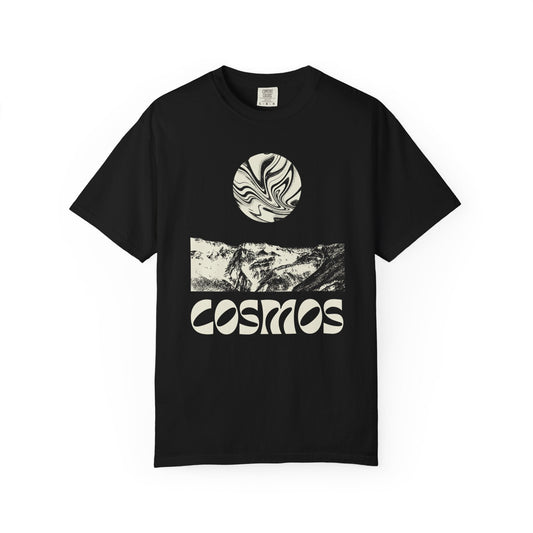 Cosmic earth unisex t-shirt with abstract cool psychedelic design