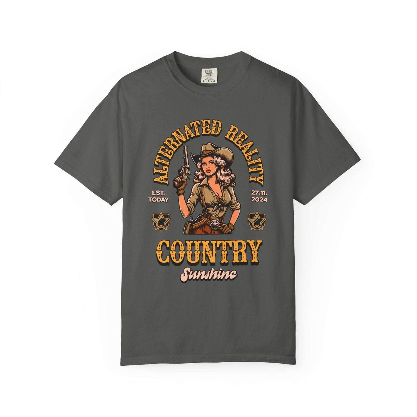 Vintage pin up westen t-shirt - Retro style adventure graphic tee