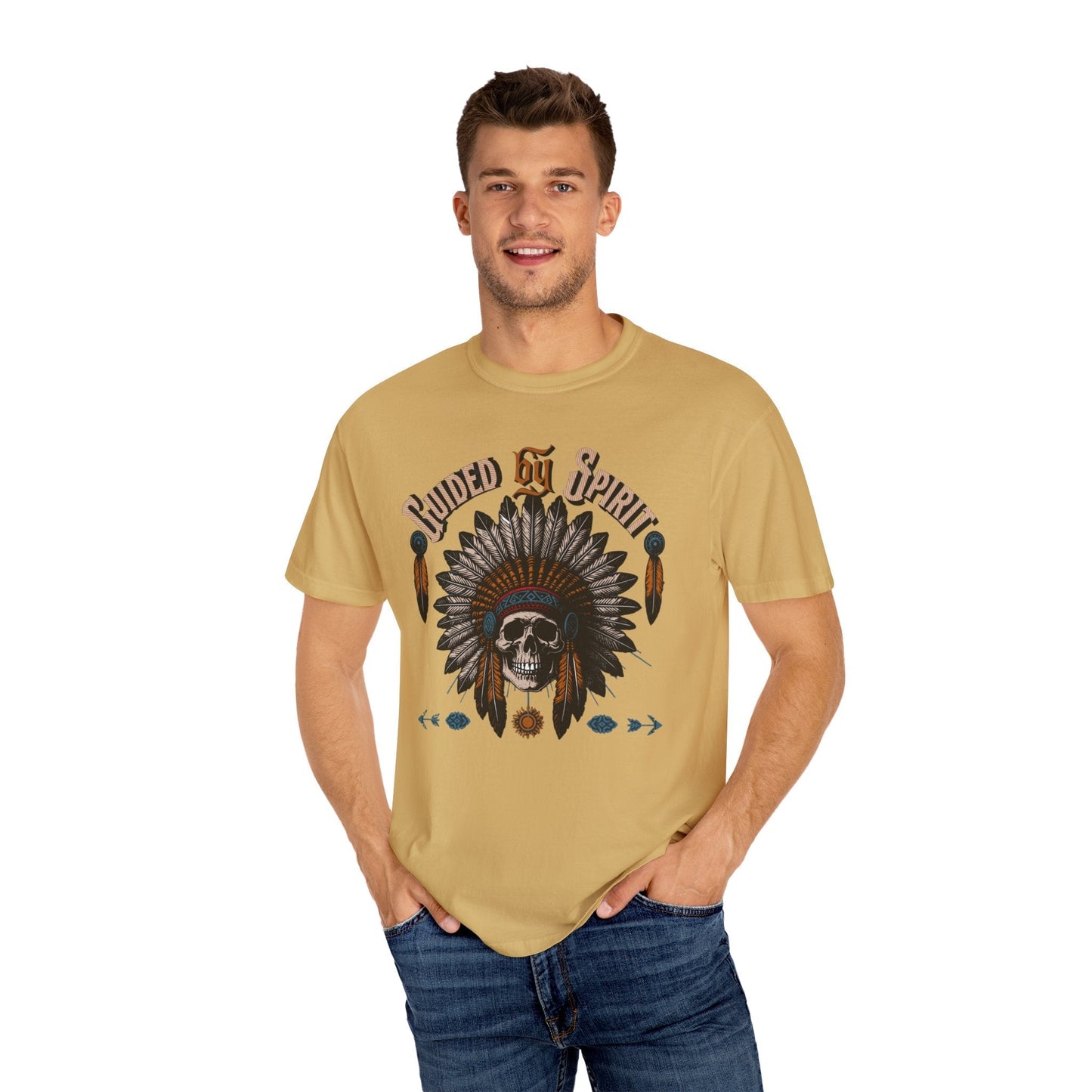 Spirit Skull t-shirt with cool native American headdress guided spirit