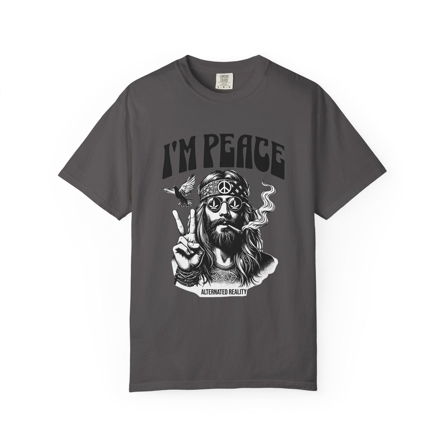 Peaceful hippie Unisex T-shirt with 'I'm at Peace' design 70' vibe