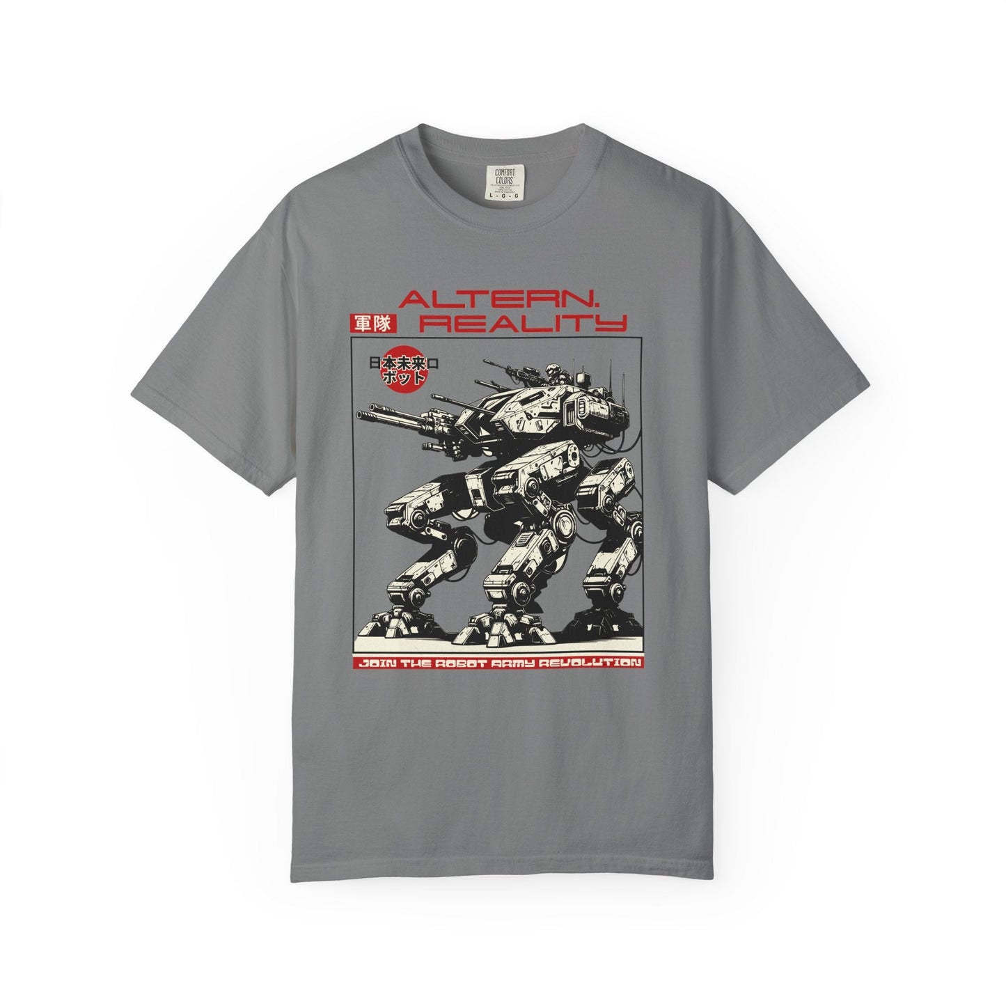 Robot Revolution T-shirt – Giant Mech with Weapons 