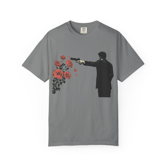 Streetwear gunpoint flowers T-Shirt for art lovers & enthusiasts